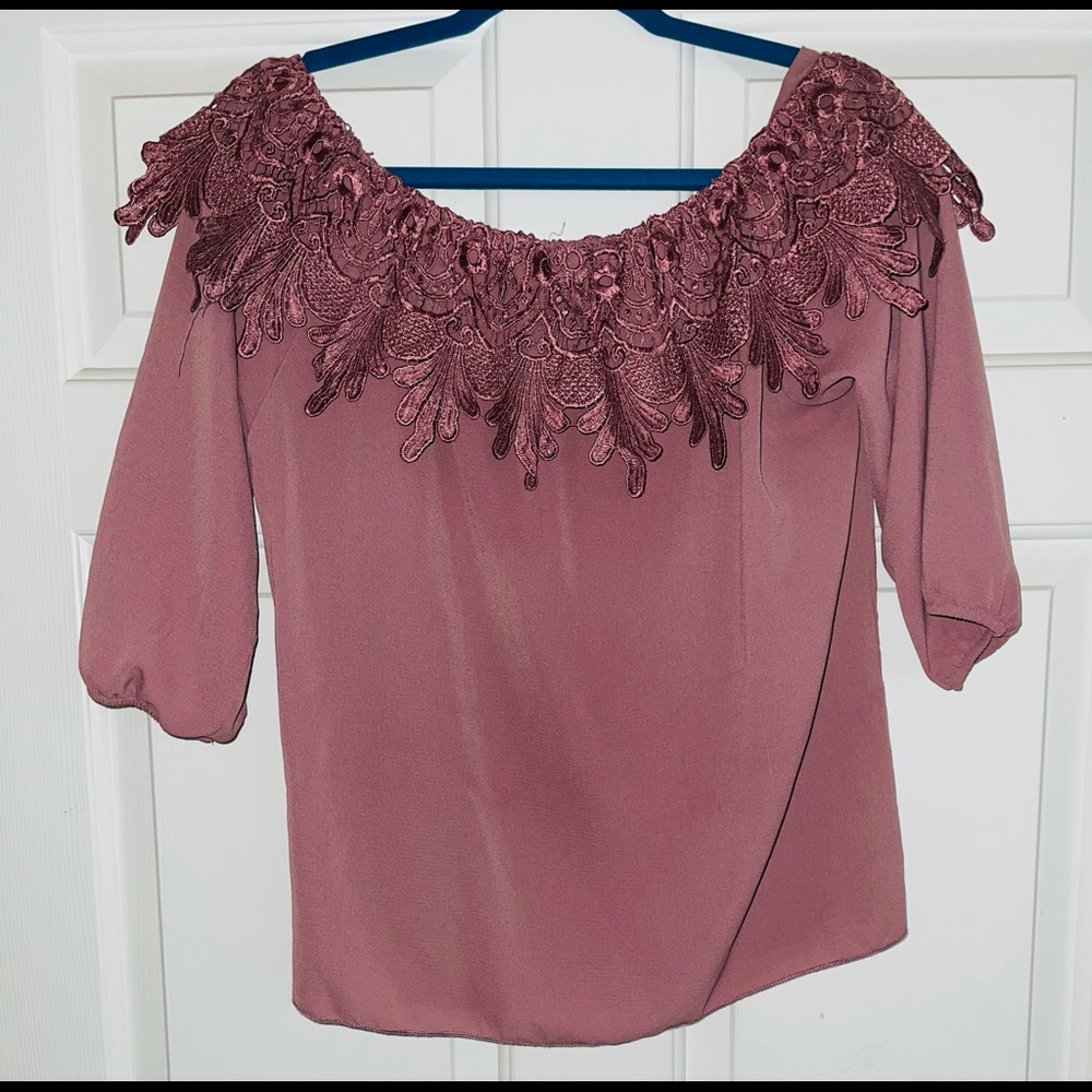 Mauve off shoulder shirt